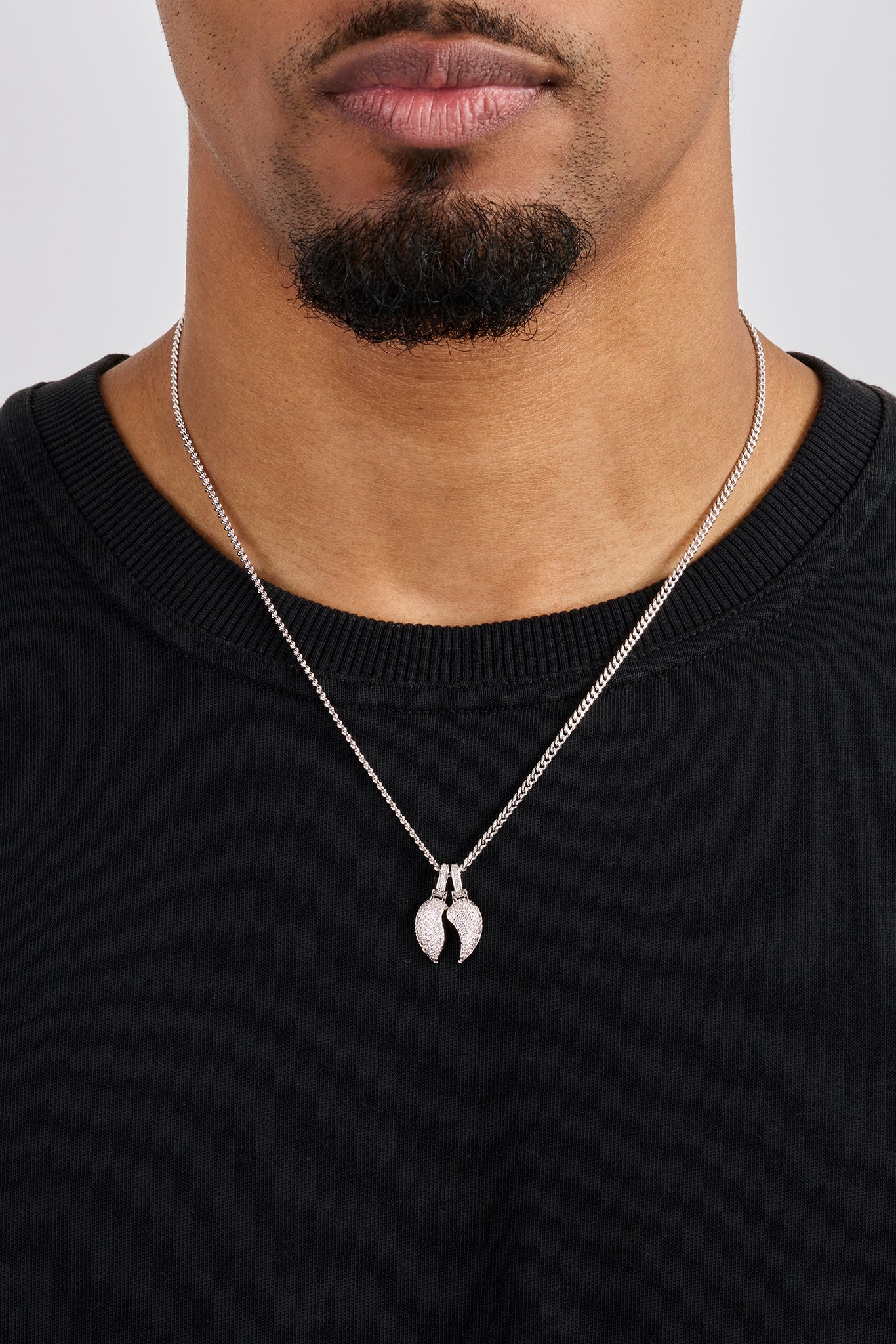 Iced Heartbreak Pendant Necklace - 15mm - White